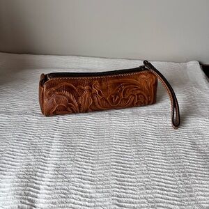 Patricia Nash Tan Embossed Leather Pouch